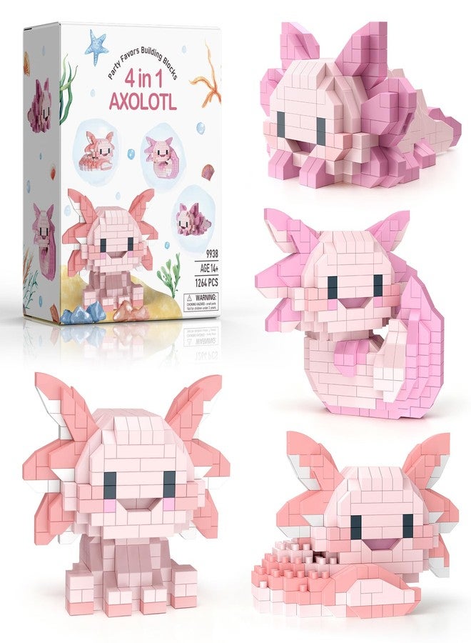 HIGH GODO 4 Axolotl Party Favors Building Set, Mini Axolotl Toy Figurines, Goodie Bag Stuffers, Classroom Prize Box, Gifts for Adults Teens Age 14+ - Image 1